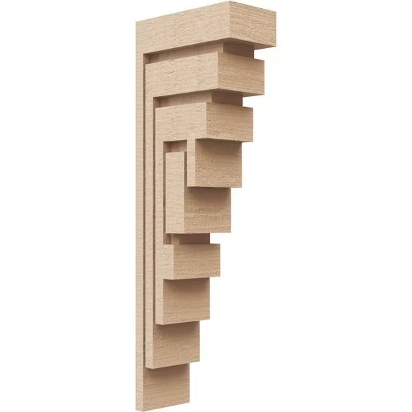 3in. W x 6in. D x 18in. H Series 2 Thin Landon Rough Cedar Woodgrain TimberThane Corbel, Primed Tan, Ekena Millwork, Mfr#: CORUR03X06X18LANRCPR